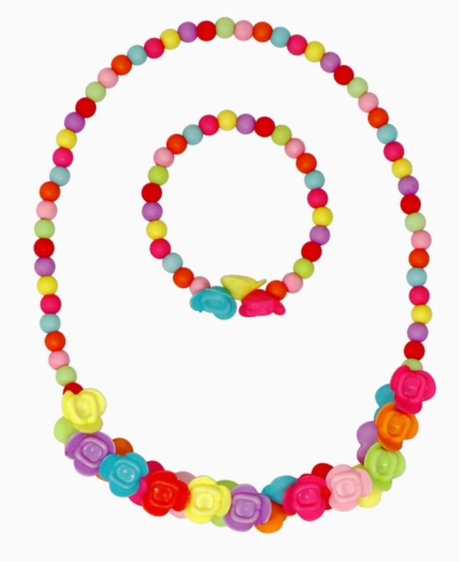 Necklace and Bracelet Vibrant Flowers Set