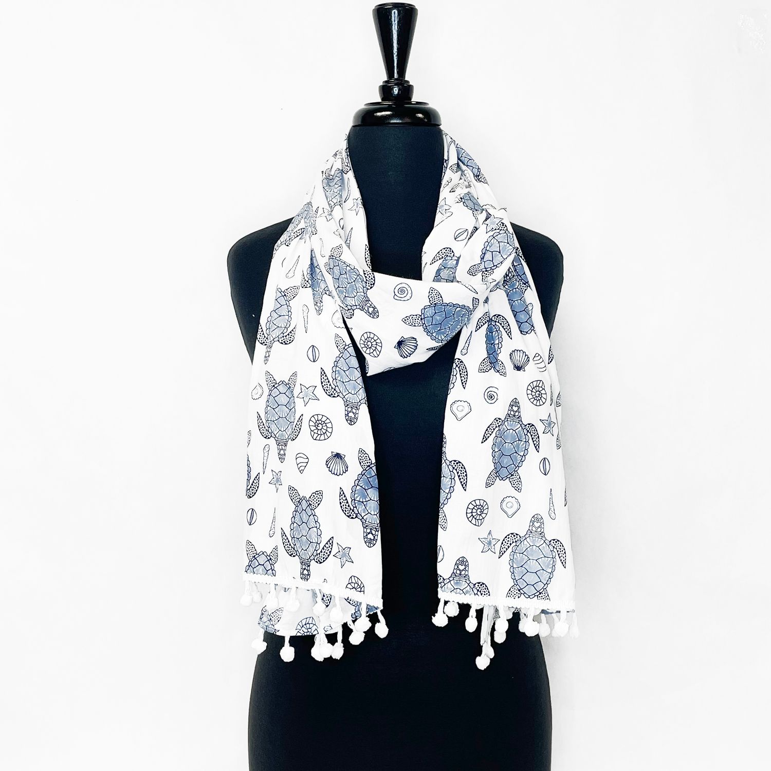 Scarf - Blue/Grey Turtle Seashell