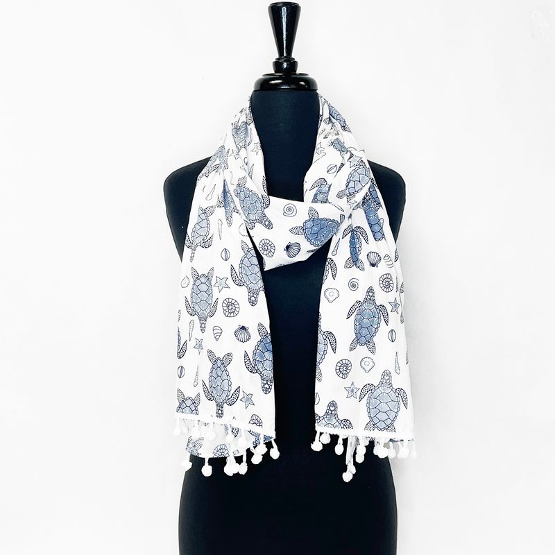 Scarf - Blue/Grey Turtle Seashell
