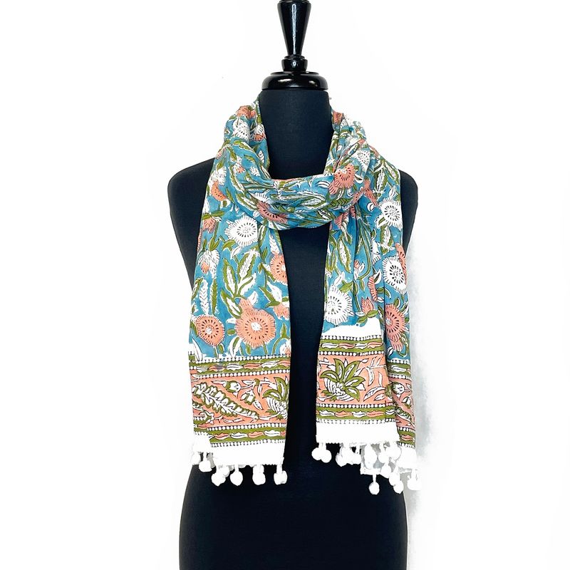 Scarf - Turquoise and Coral