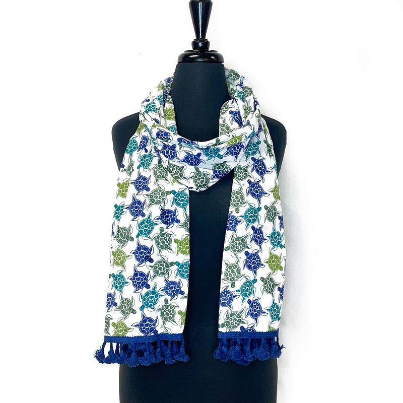 Scarf - Blue/Green Turtles