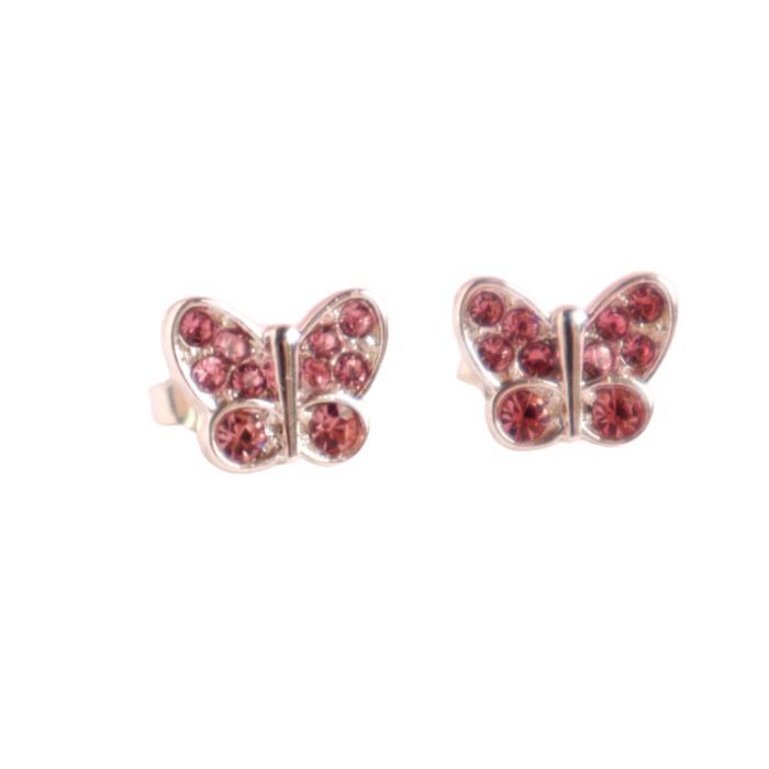 Earrings - Pink Crystal Butterflies
