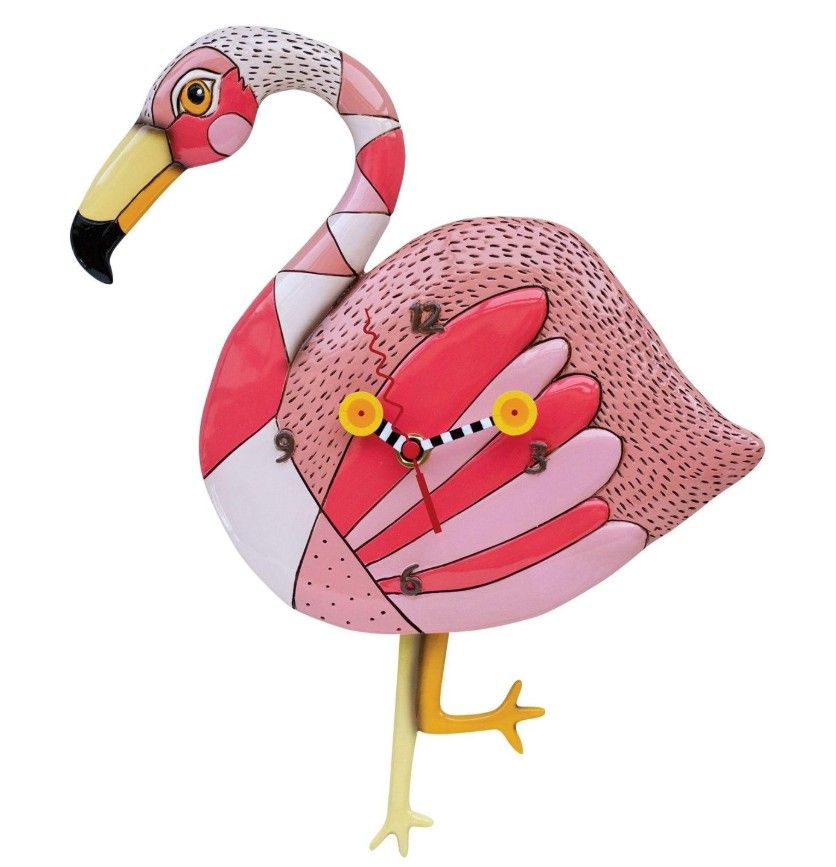 Clock - Crazy Leg Flamingo
