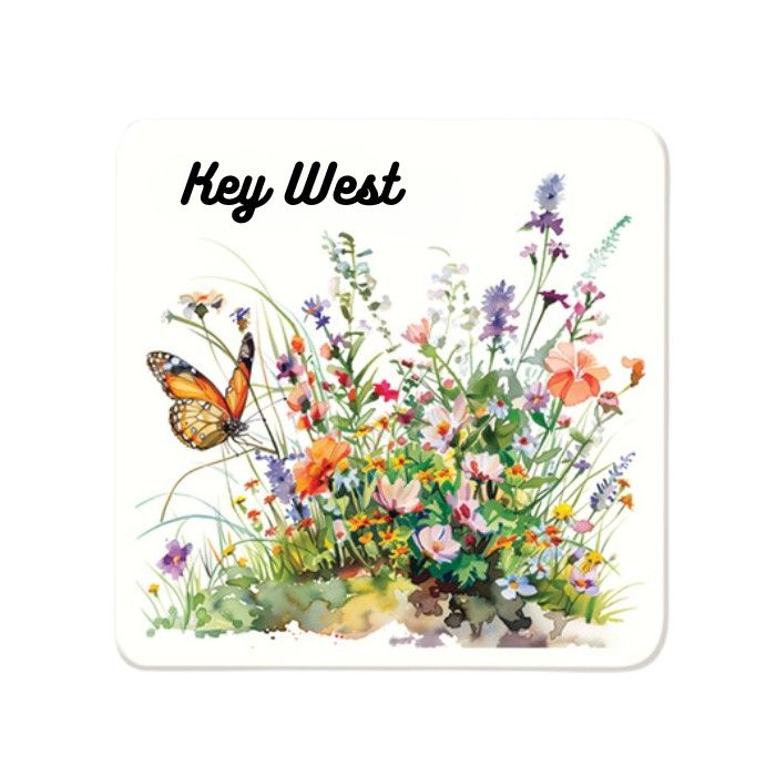 Coaster - Butterfly and Flowers
