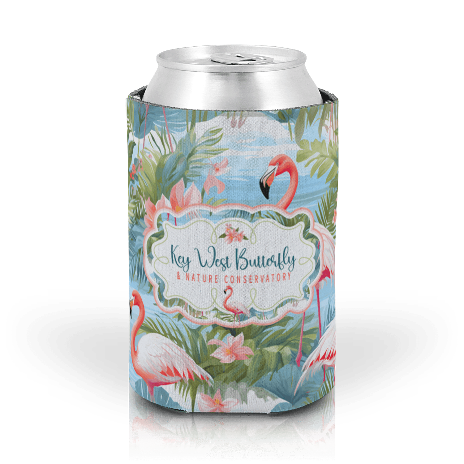 Coozie - Blue and White Flamingoes