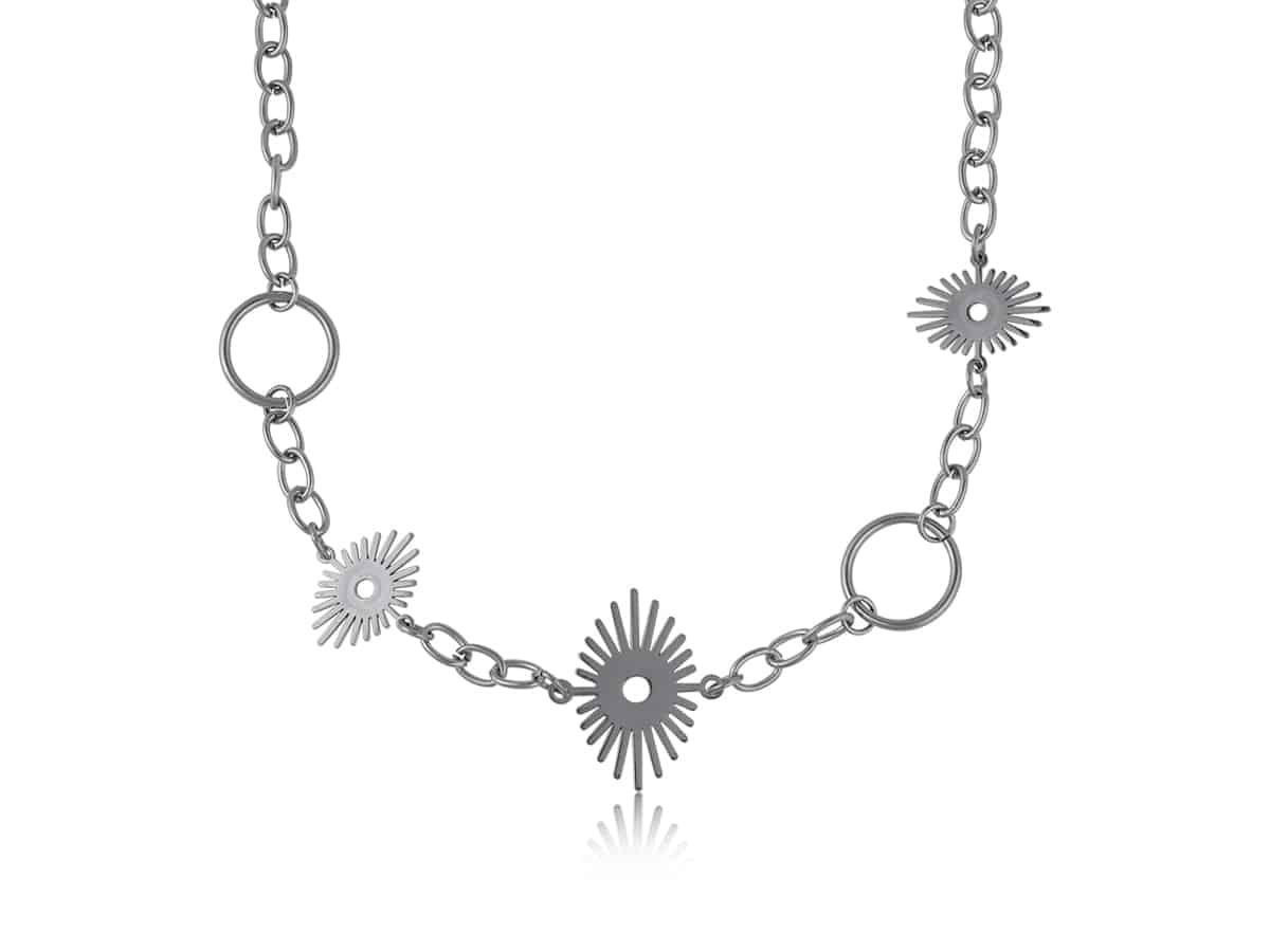 Necklace - Collar Silver Sunburst