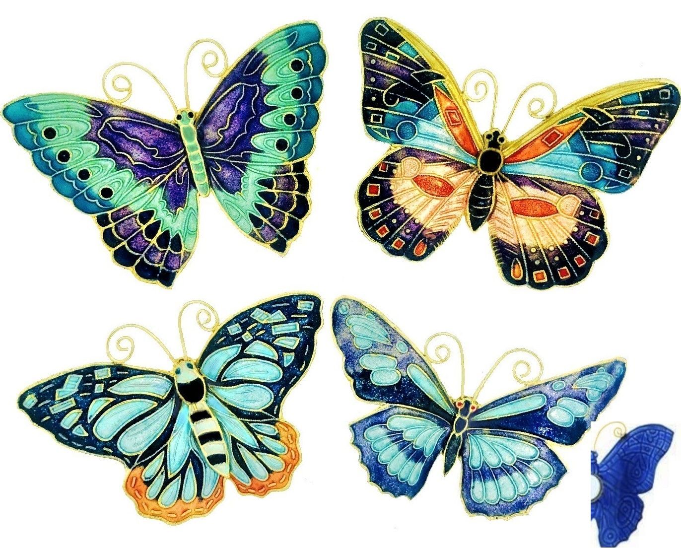 Magnets - Cloisonne Blue Butterflies