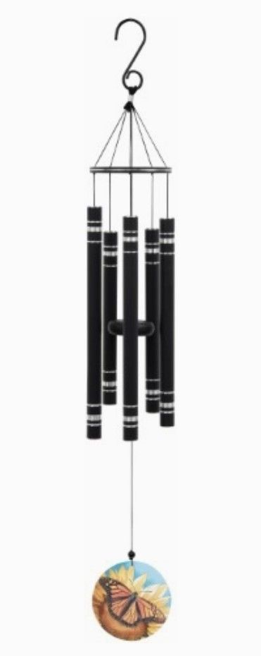 Wind Chime - Monarch Butterfly 36&quot; Glass