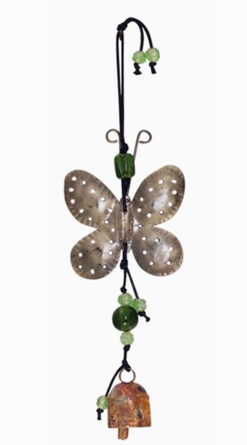 Wind Chime - Single Butterfly with Beads and a Bell