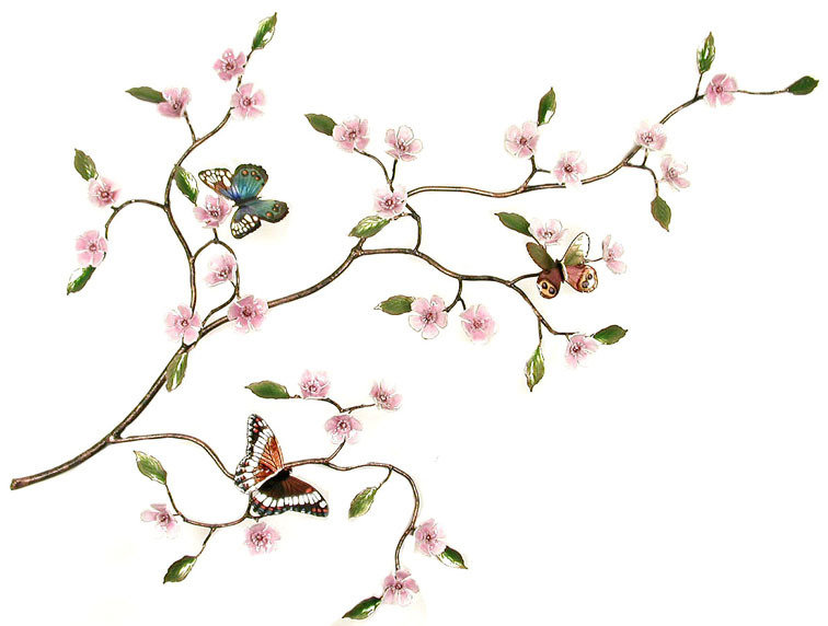 Wall Art - Bovano - Butterflies with Cherry Blossom Branch