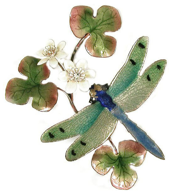 Wall Art - Bovano - Dragonfly Green Winged with Flower