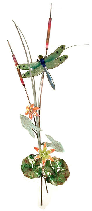 Wall Art - Bovano - Dragonfly with Orange Flowers