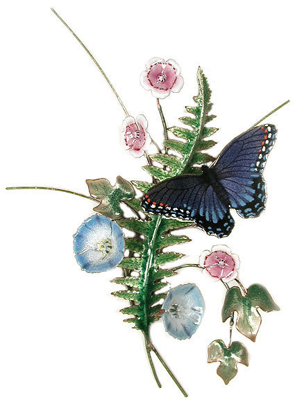 Wall Art - Bovano - Red Spotted Purple Butterfly, Fern, Morning Glory