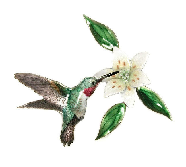Wall Art - Bovano - Hummingbird with Wood Lily Flower