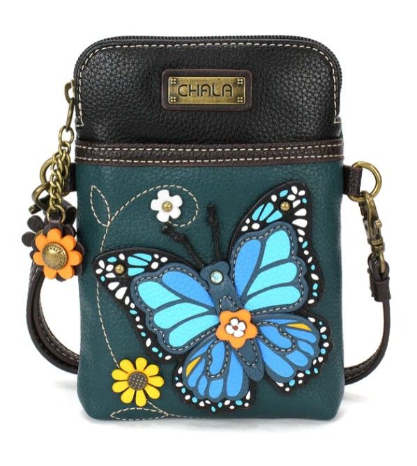 Purse - Cellphone Cross Body Blue Butterfly