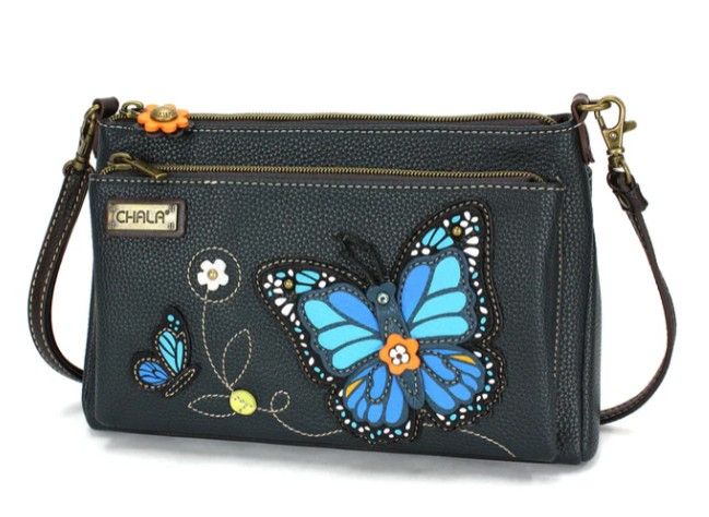 Purse - Deluxe Crossbody Blue Butterfly