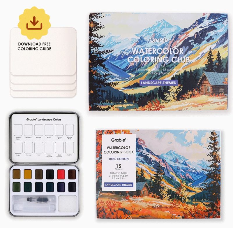 Art Kit - Watercolor Coloring Club Box Landscape