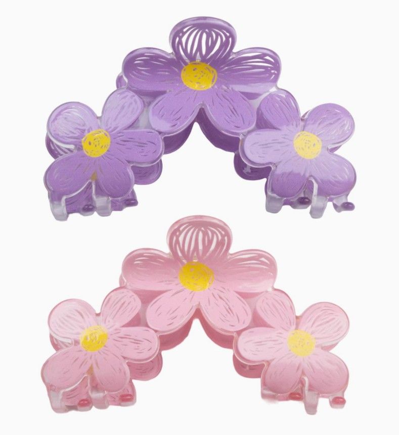 Hair Clip - Daisy Trio Pink Or Purple
