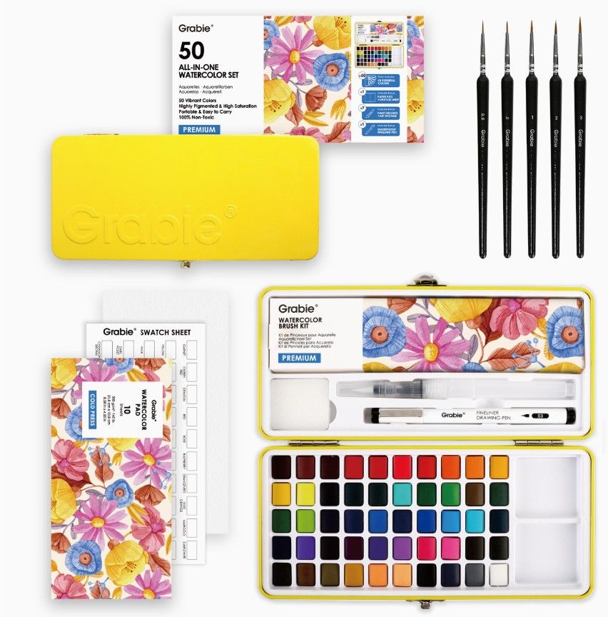Watercolor Set of 50 w/ Brushes