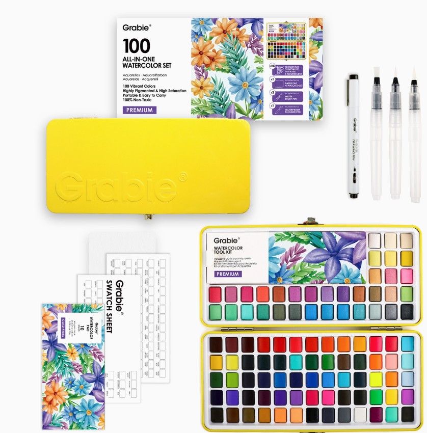 Watercolor Set of 100 w/ Brushes