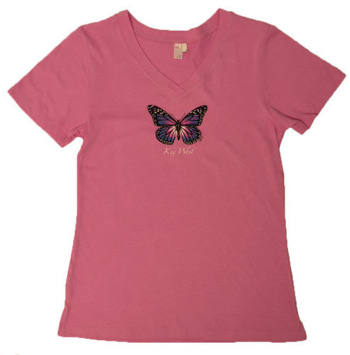 T-Shirt - Glitter Butterfly V Neck
