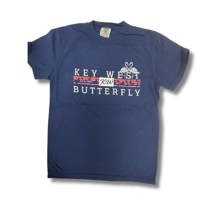 T-Shirt - Key West Butterfly Flamingo Blue