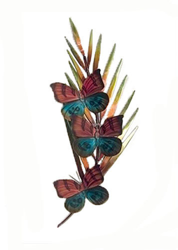 Copper Art - Butterflies on Palm Branch