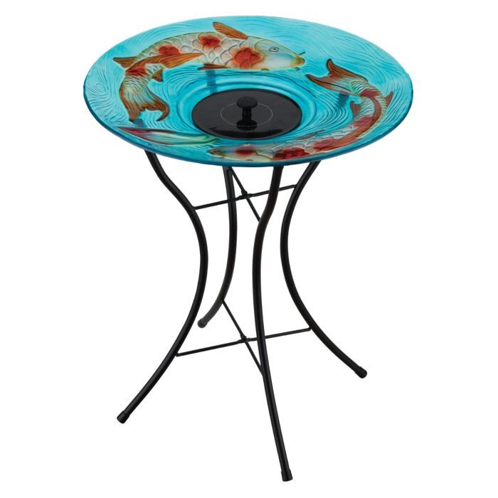 Birdbath - Solar Fountain w/ Koi