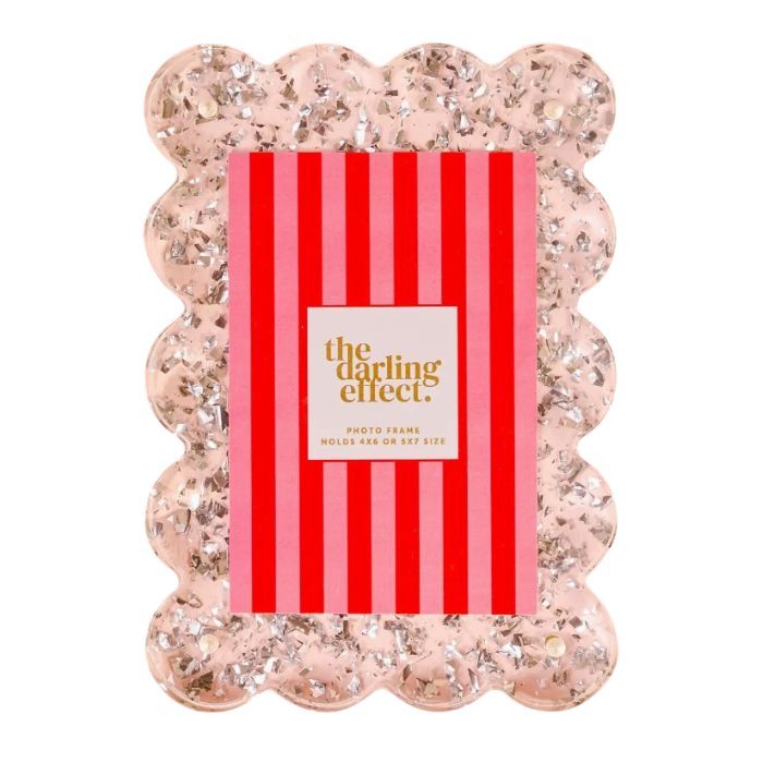 Frame - Rectangle Scalloped Silver Glitter