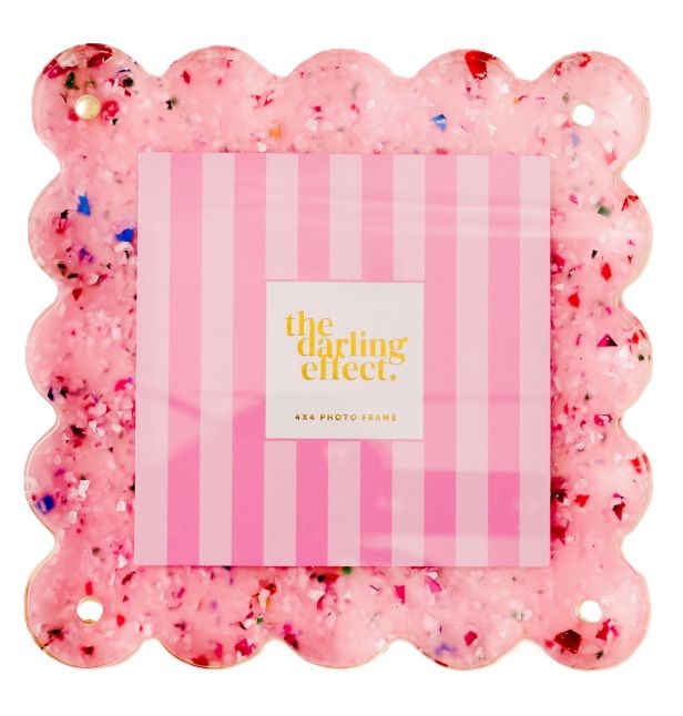 Frame - Square Scalloped Acrylic Pink Confetti