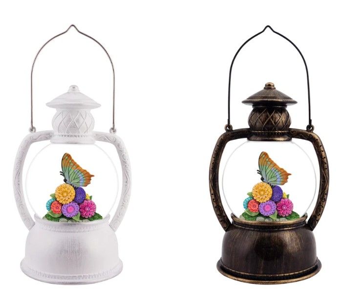 Lantern - Butterfly and Flower Glitter