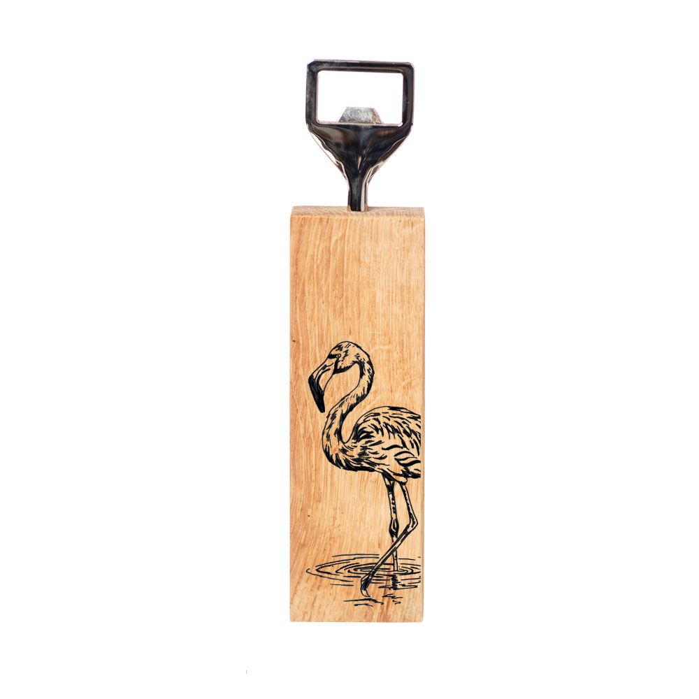 Bottle Opener - Oak Flamingo