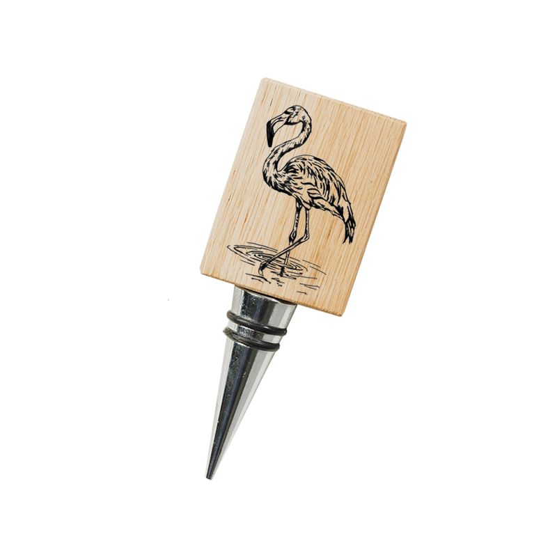 Bottle Stopper - Oak Flamingo