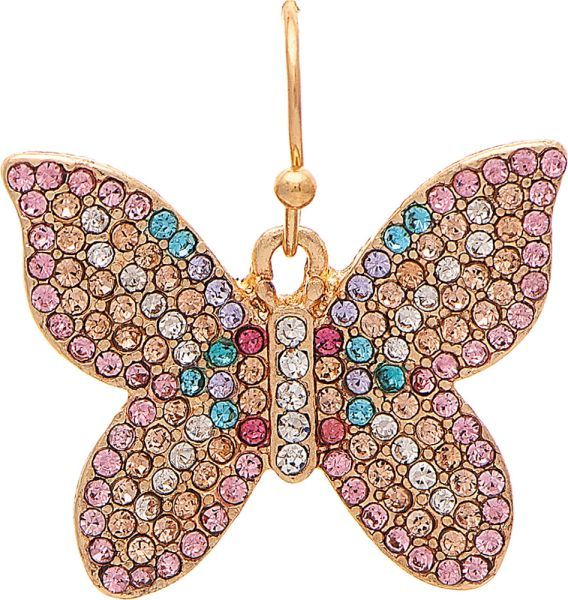 Earring - Gold Pastel Crystal Butterfly