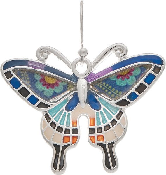Earring - Silver Multi-Enamel Butterfly