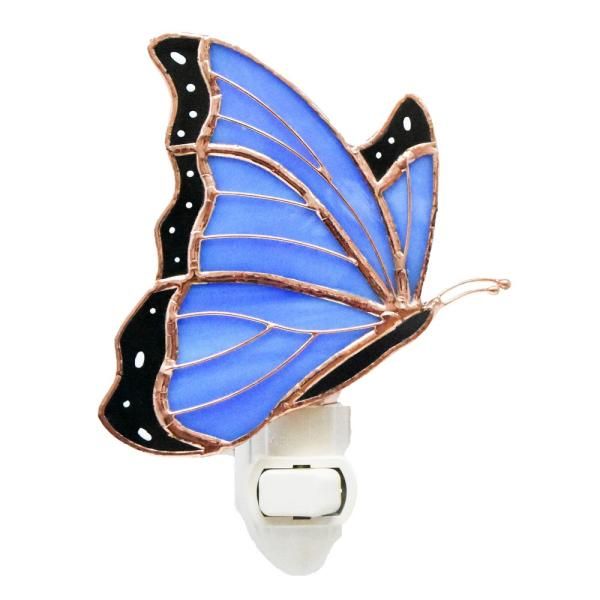 Night Light - Stained Glass Blue Morpho Butterfly