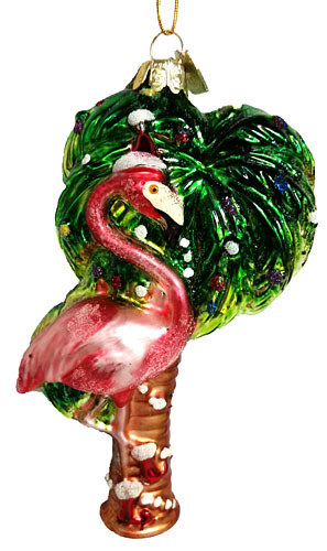 Ornament - Gems Glass Flamingo