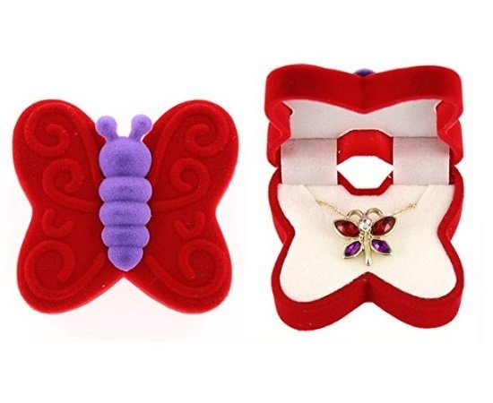 Fuzzy Box Butterfly Necklace