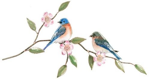 Wall Art - Bovano - Bluebird Pair on Apple Blossom