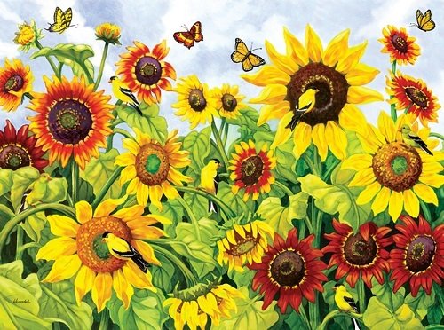 Puzzle - Sunflowers & Finches
