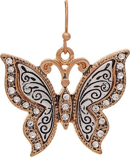Earring - Two-Toned Crystal Butterfly