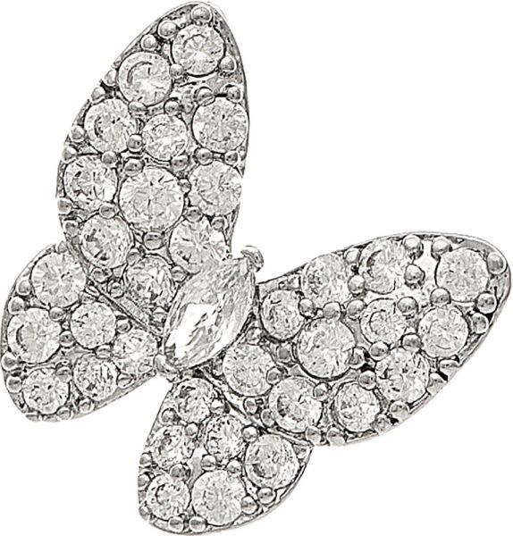 Earring - Silver Plated Cubic Zirconia Butterfly