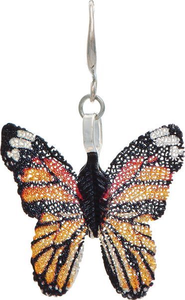Earring - Silver Metal Filagree Butterfly
