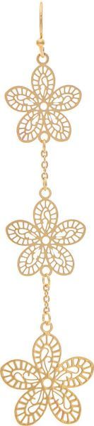 Earring - Gold Three Flower Link
