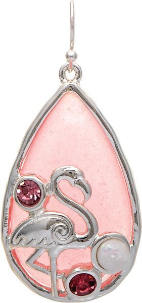 Earring - Pink Sea Glass Flamingo