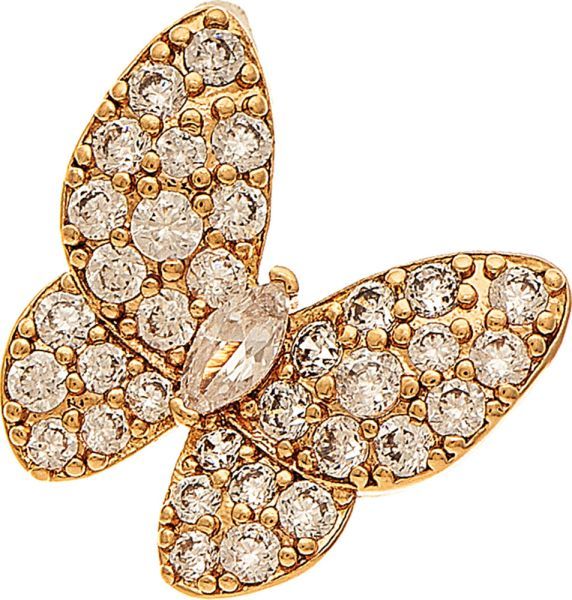 Earring - Gold Plated Cubic Zirconia Butterfly