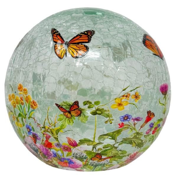 Globe -LED Crackled Glass Monarch