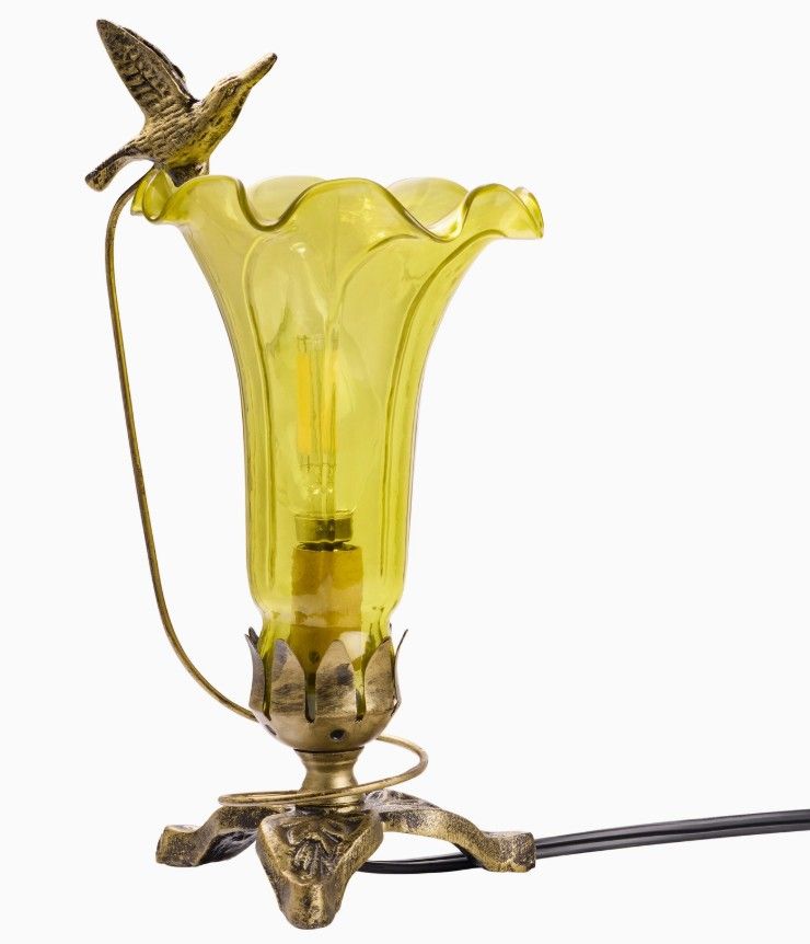 Lamp - Yellow with Hummingbird Accent