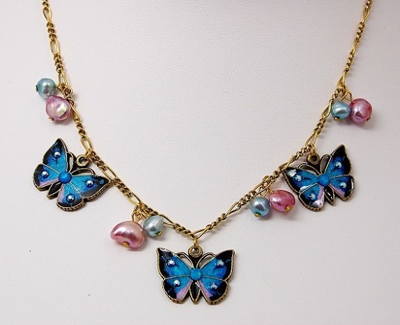 Necklace with Three Butterflies