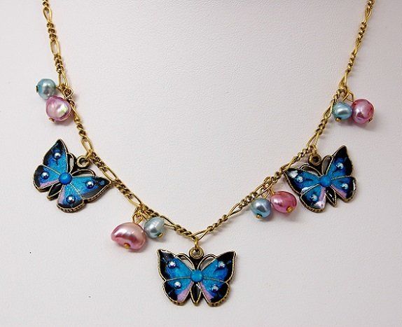 Necklace with Three Butterflies
